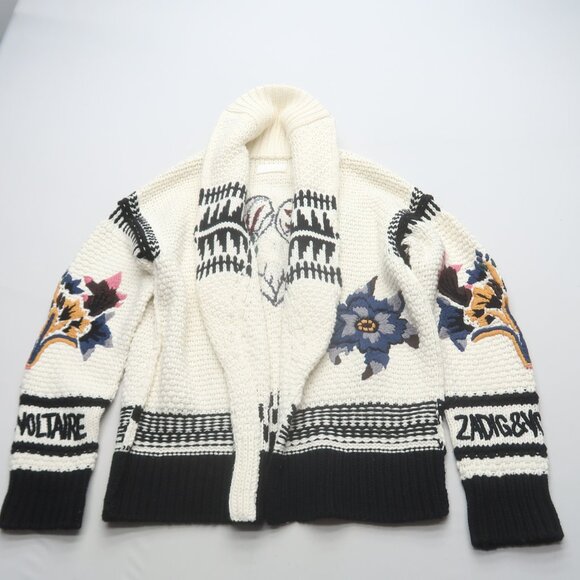 Zadig & Voltaire Ella Embroidered Cardigan Coat M/L - Picture 3 of 12